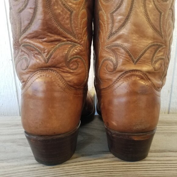 Vintage Goatskin Mens Brown Leather Cowboy Western Boots 9.5 D 16776 USA - Picture 5 of 14